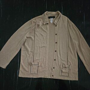 Jones New York Beige Button Up Cardigan